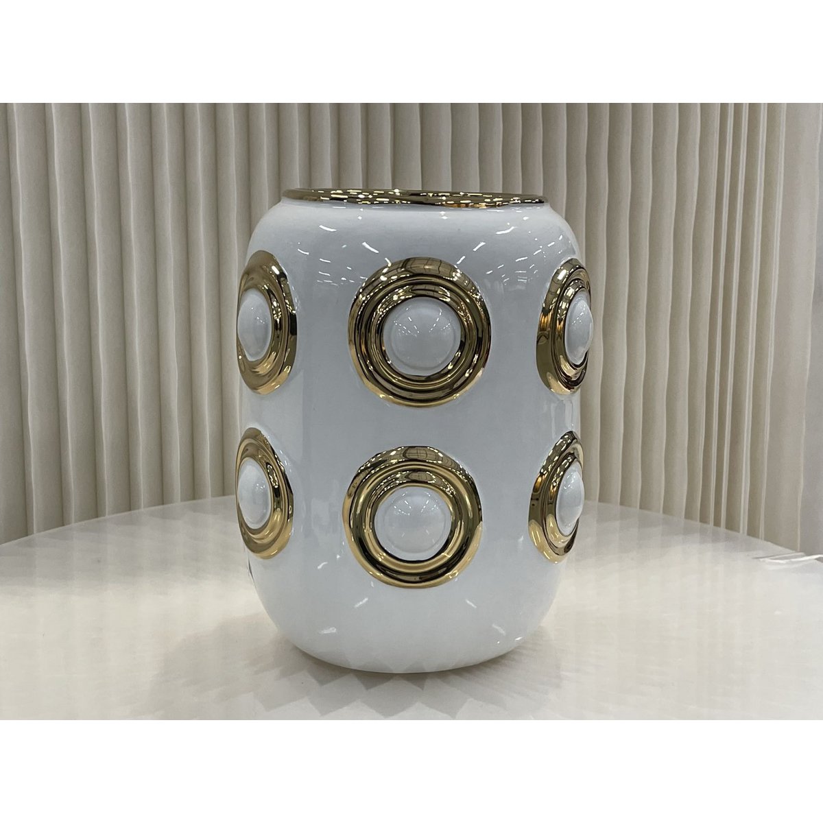 Vaas keramiek wit goud 22 cm