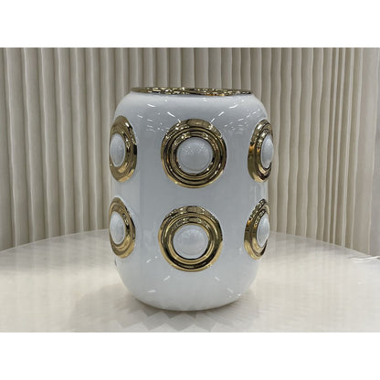 Vaas keramiek wit goud 22 cm