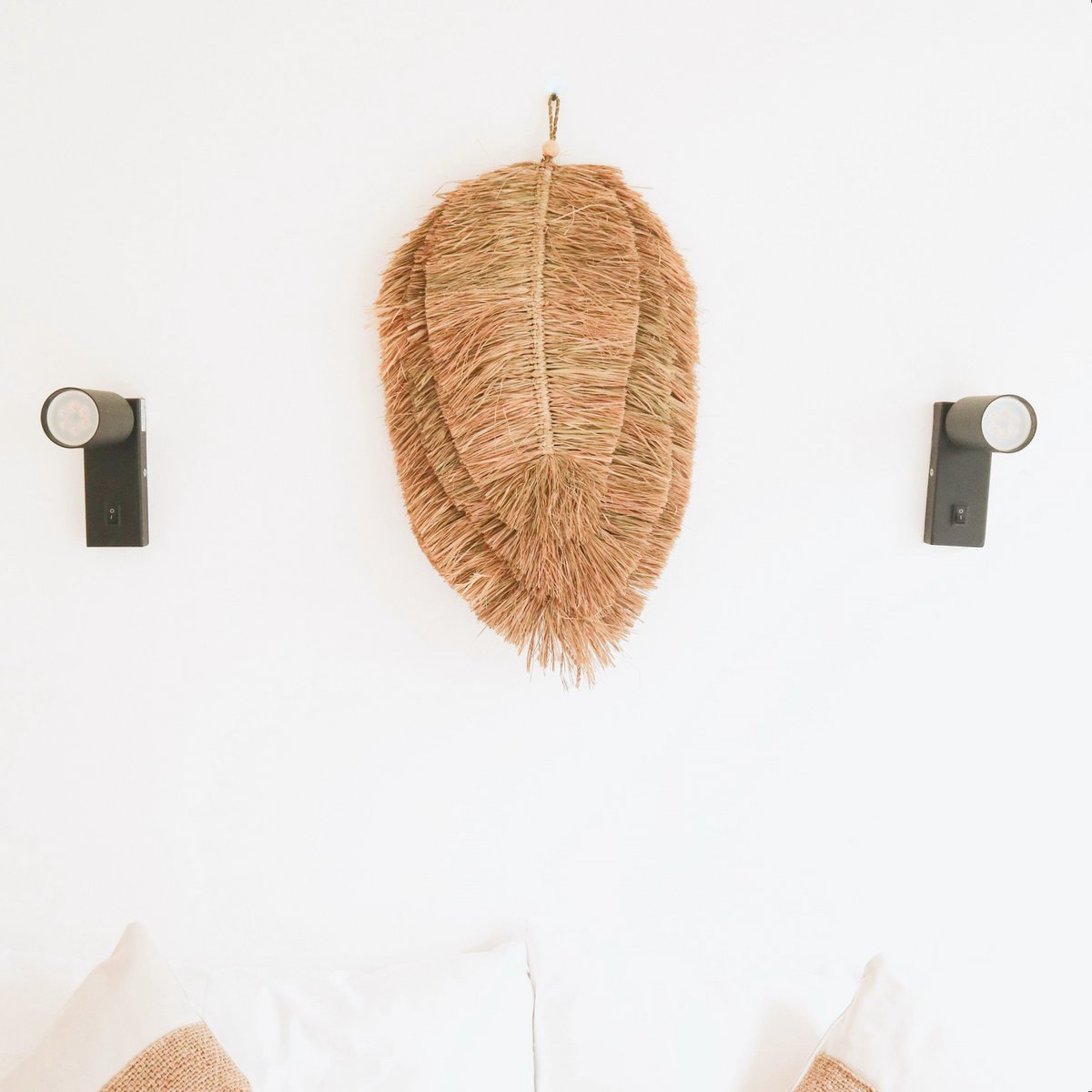 Wanddecor bladvorm raffia 50 cm