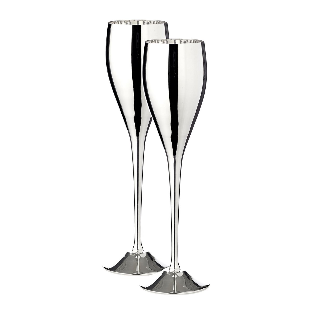 Champagnefluiten set van 2 edel verzilverd 23 cm 200 ml