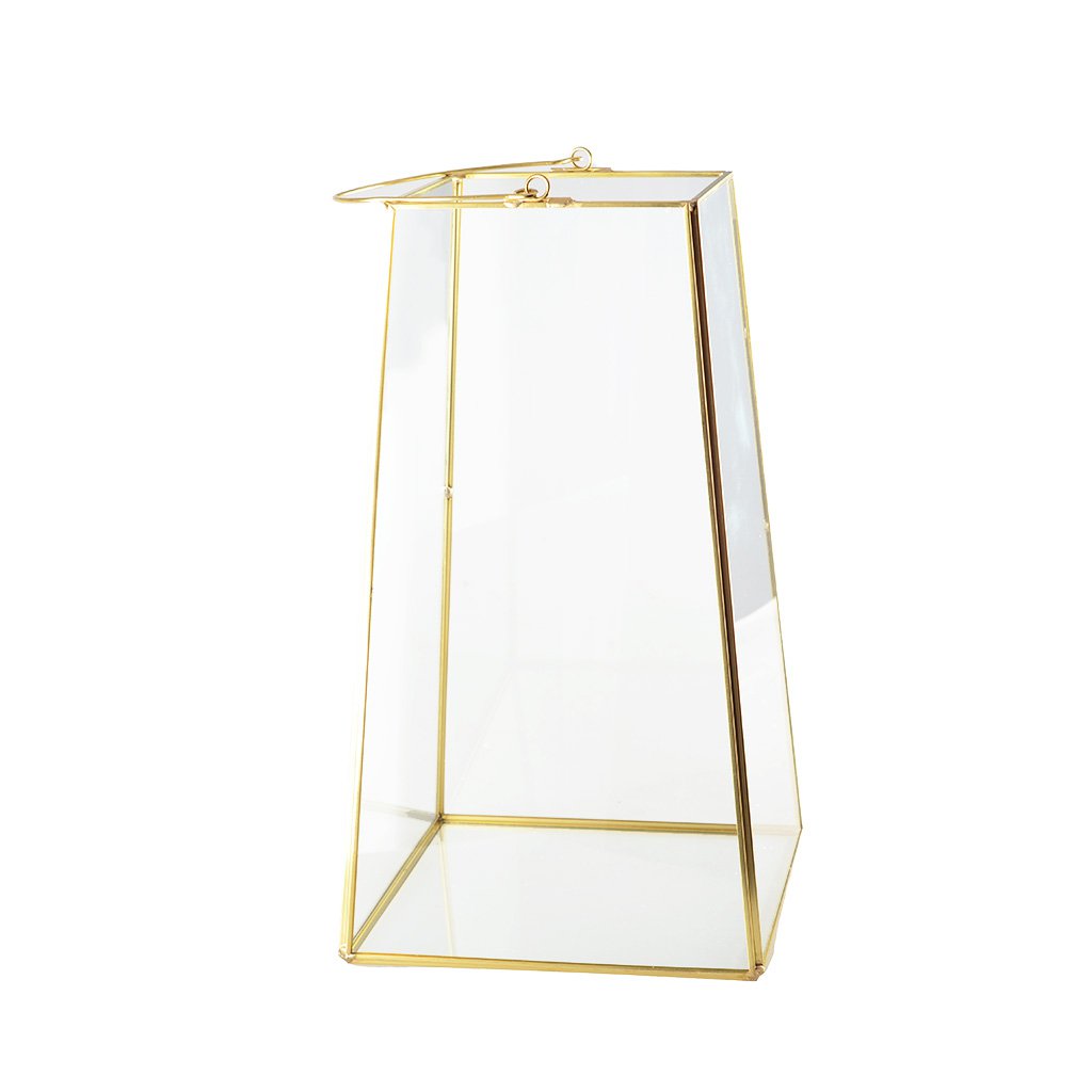 Lantaarn glas goud 17x17x30 cm