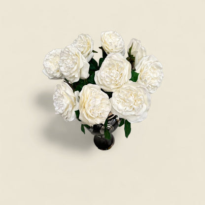 Vaas 36 cm zwart goud wit met bloemen
