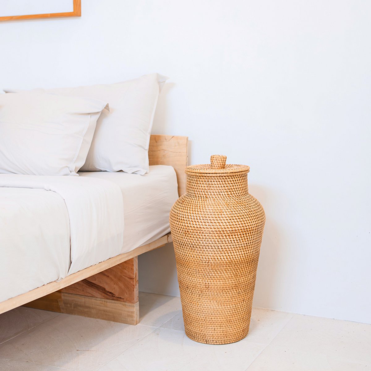 Rotan Vaas Rond Boho Vloervaas Hoog en Smal Vezels