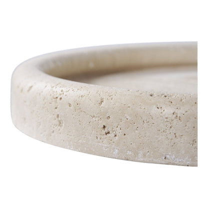 Dienblad travertijn Ø25,5 cm beige