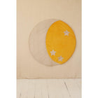 Ronde velvet mat 120x120 cm maanpatroon geel beige