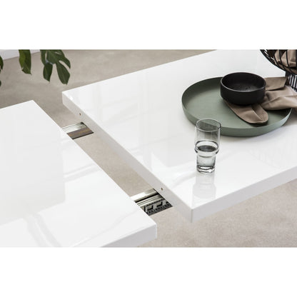 Eettafel 120-240x80 cm wit hoogglans MDF