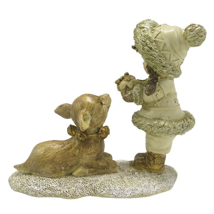 Figurine Child 12 cm Gold-colored Polyresin Decoration Figurine