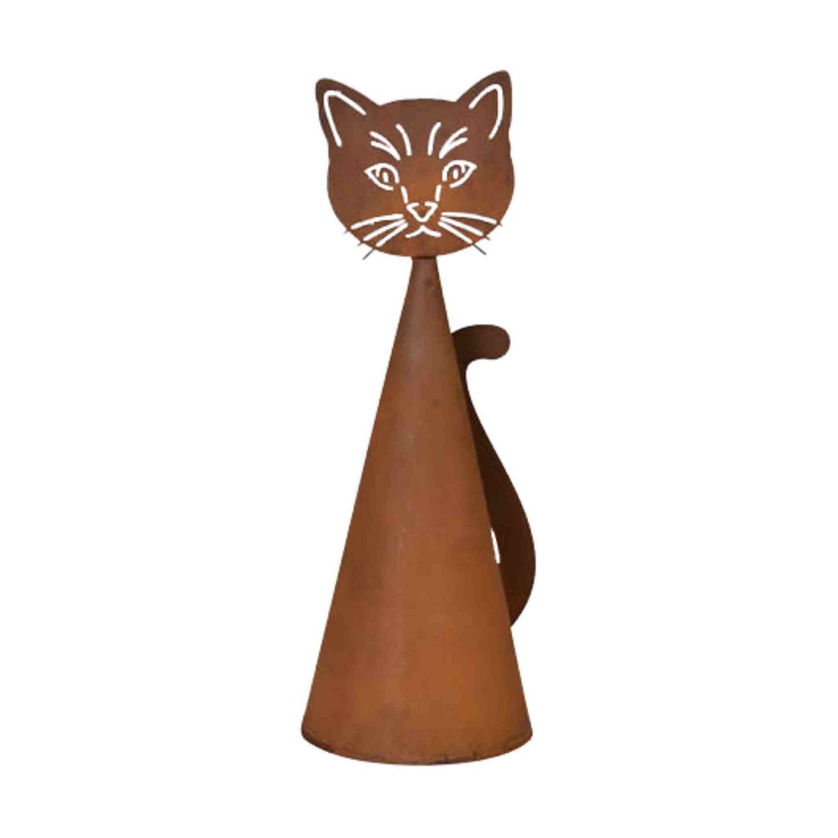 Hekkruk kat 33 cm metaal roestpatina