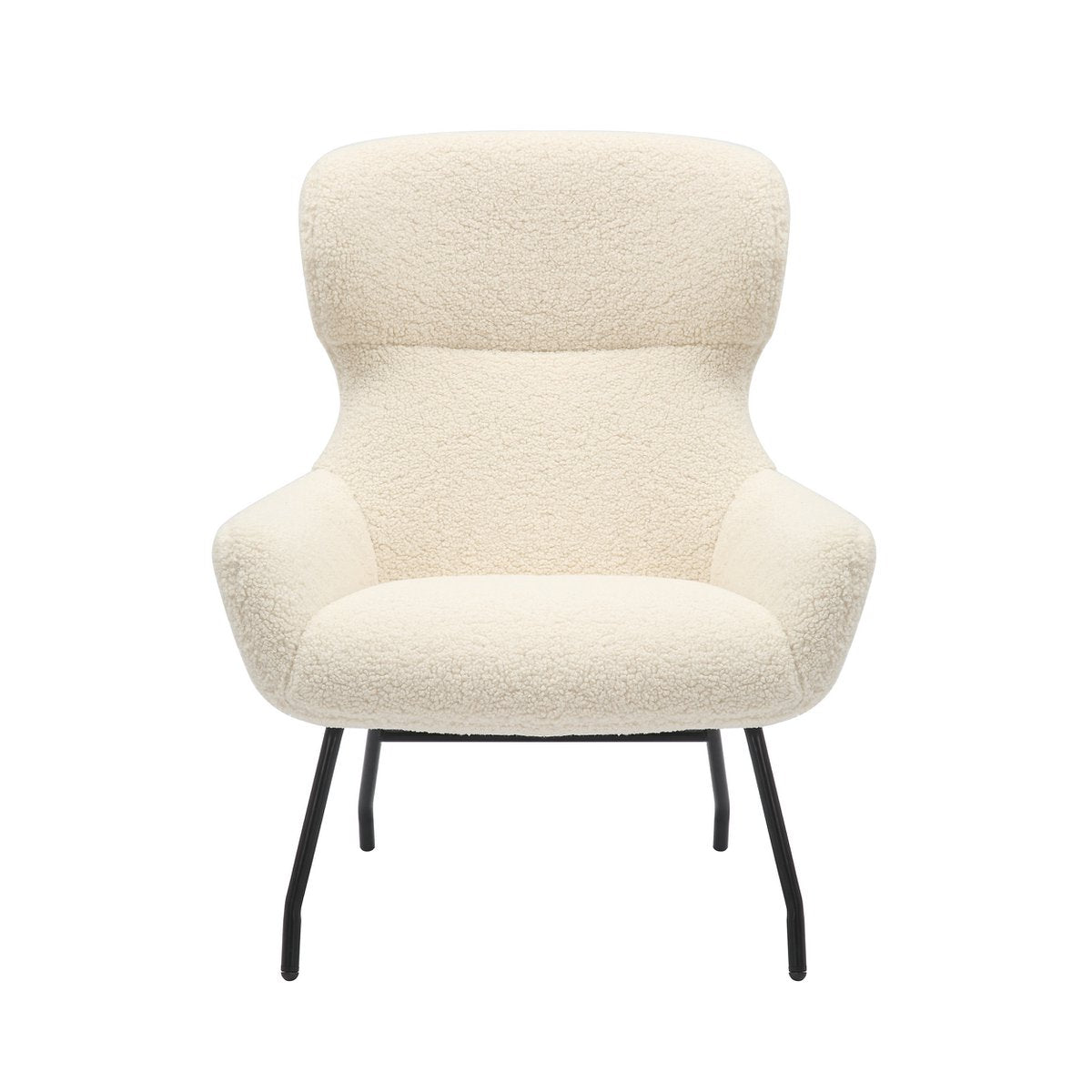 Fauteuil met kruk teddybont beige
