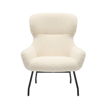 Fauteuil met kruk teddybont beige