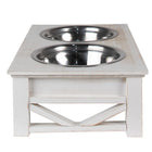 Dog Bowl 2x500 ml White Wood Cat Bowl