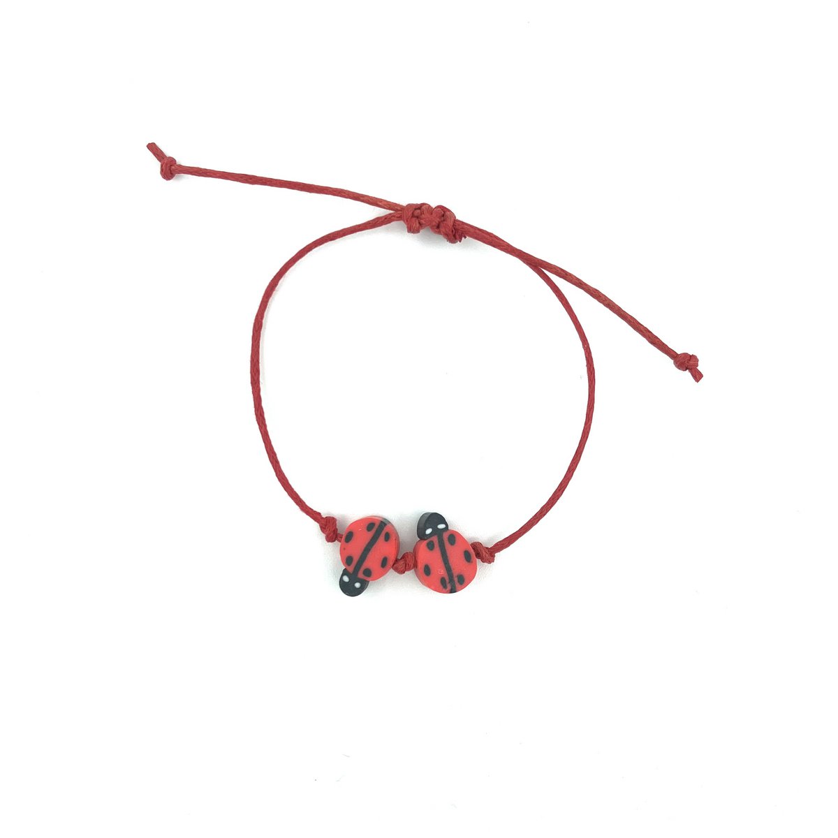 Luna Leena Kinderarmband Lieveheersbeestjes Rood Sluitknoop
