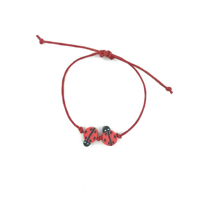 Luna Leena Kinderarmband Lieveheersbeestjes Rood Sluitknoop