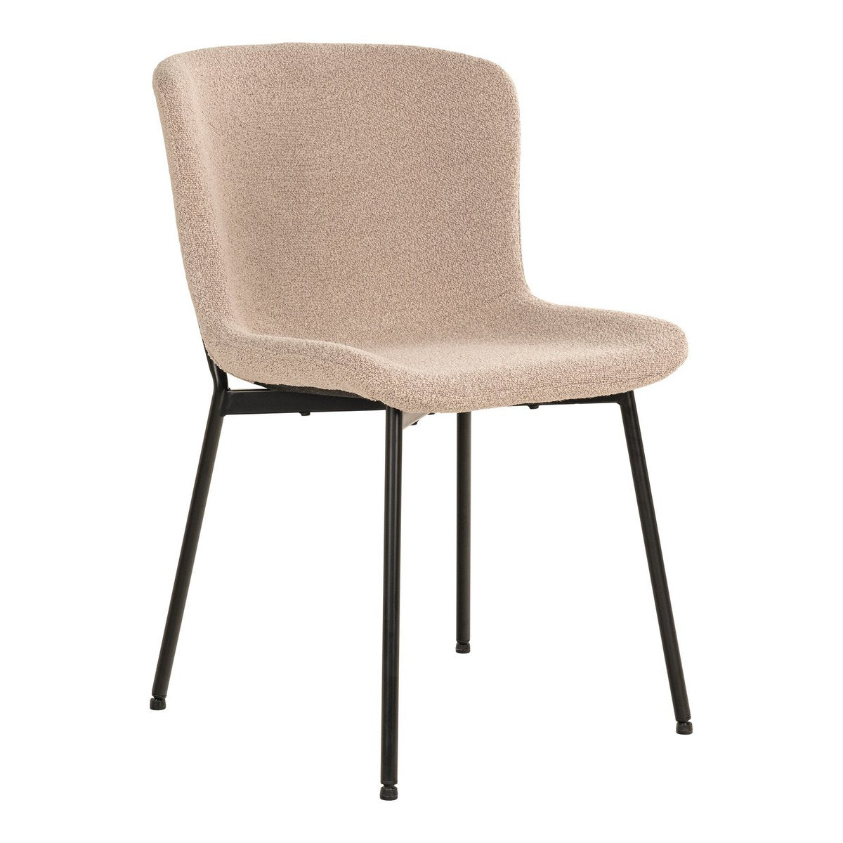 Eetkamerstoel beige bouclé zwart staal 2 stuks