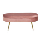 Oval pouffe made of rose velvet