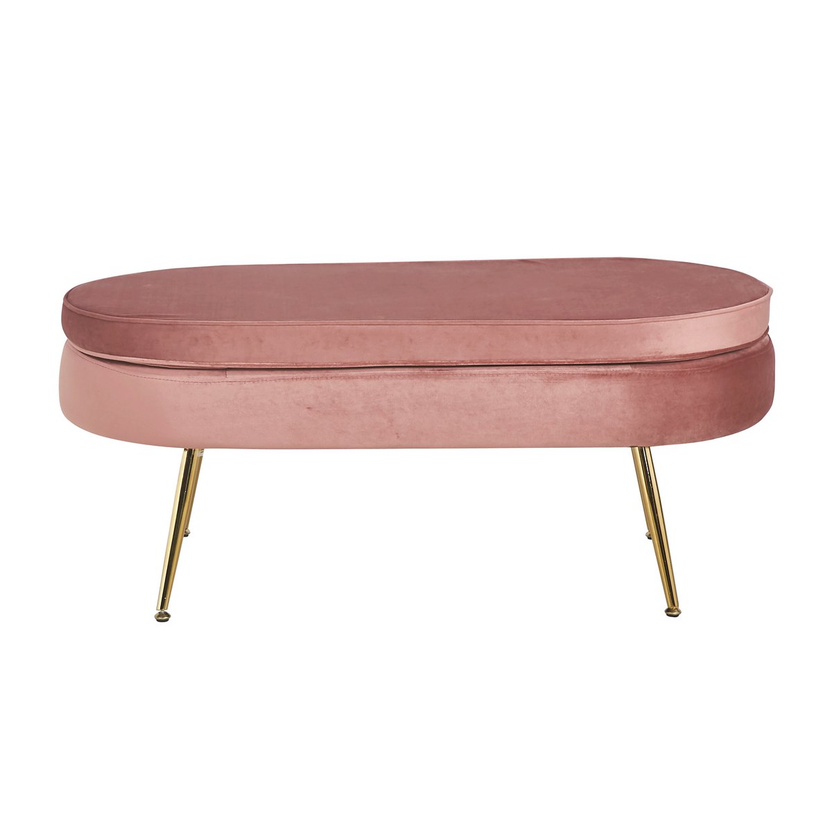 Oval pouffe made of rose velvet