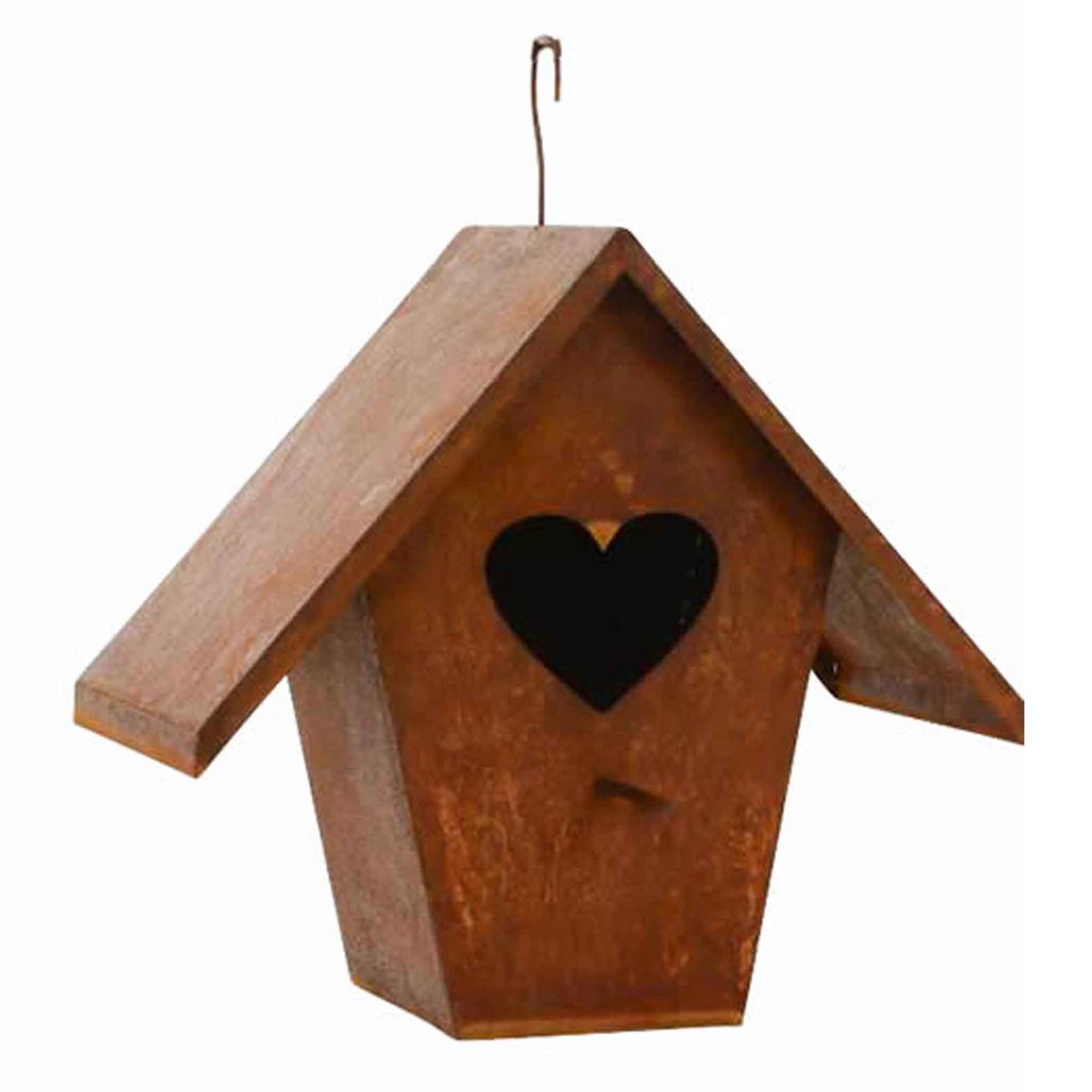 Bird feeder with heart | Garden decoration rusted birdhouse