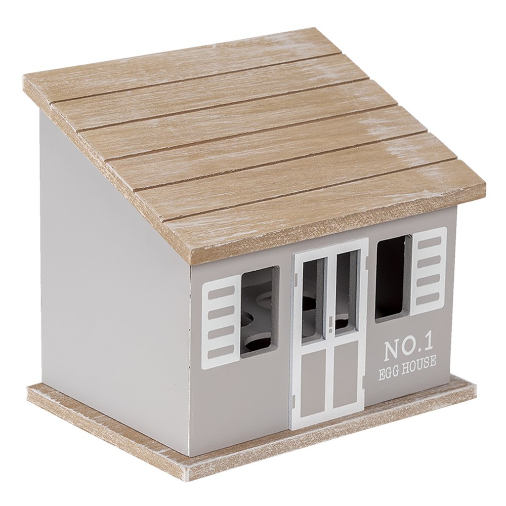 Egg Box House 20x14x18 cm Grey Brown Wood Egg Holder