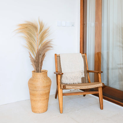 Rotan Vaas Rond Boho Vloervaas Hoog en Smal Vezels