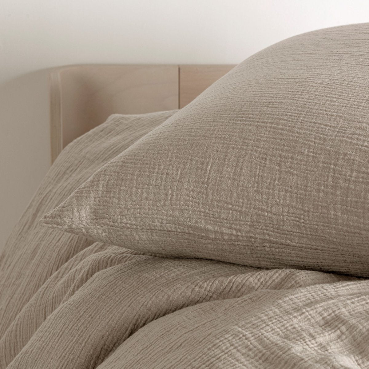 Dekbedovertrek katoen mousseline beige