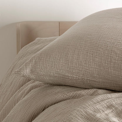 Dekbedovertrek katoen mousseline beige