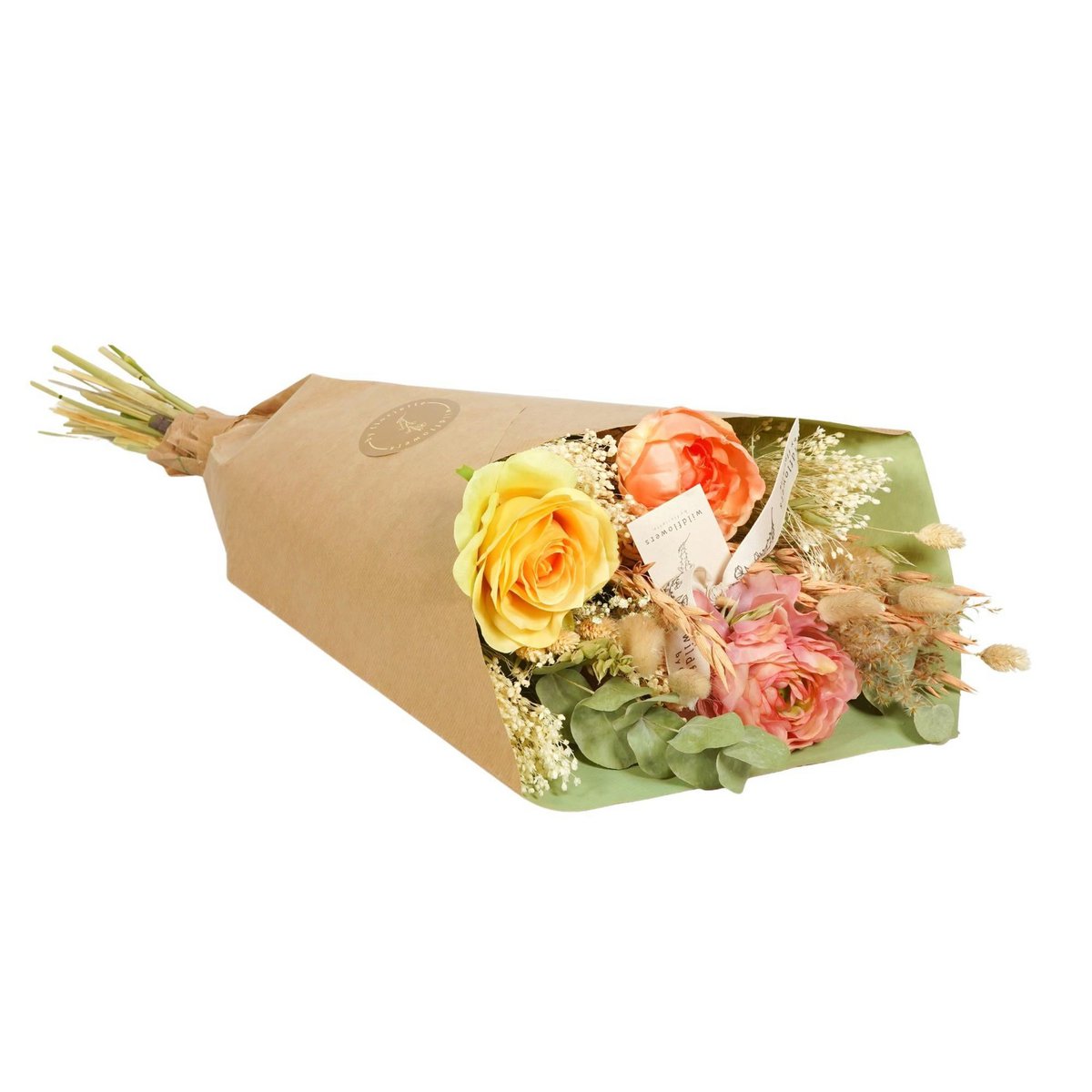 Pastel Dream Droogbloemen En Zijde Vier Boeketten 55 Cm