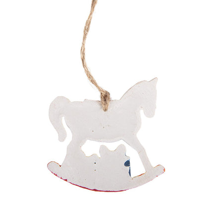 Kersthanger Hobbelpaard 7x1x7 cm Wit Kunststof