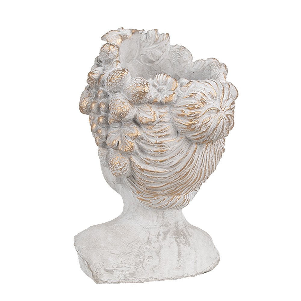 Bloempot vrouw 14x14x22 cm grijs steen