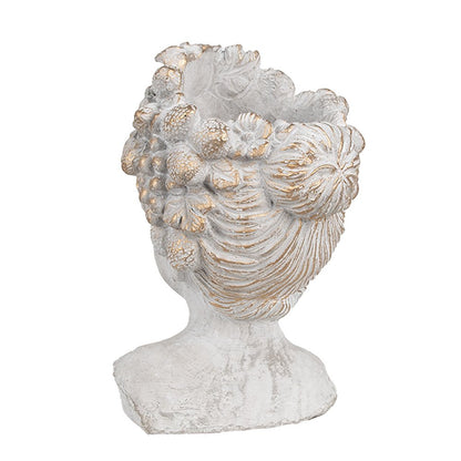 Bloempot vrouw 14x14x22 cm grijs steen