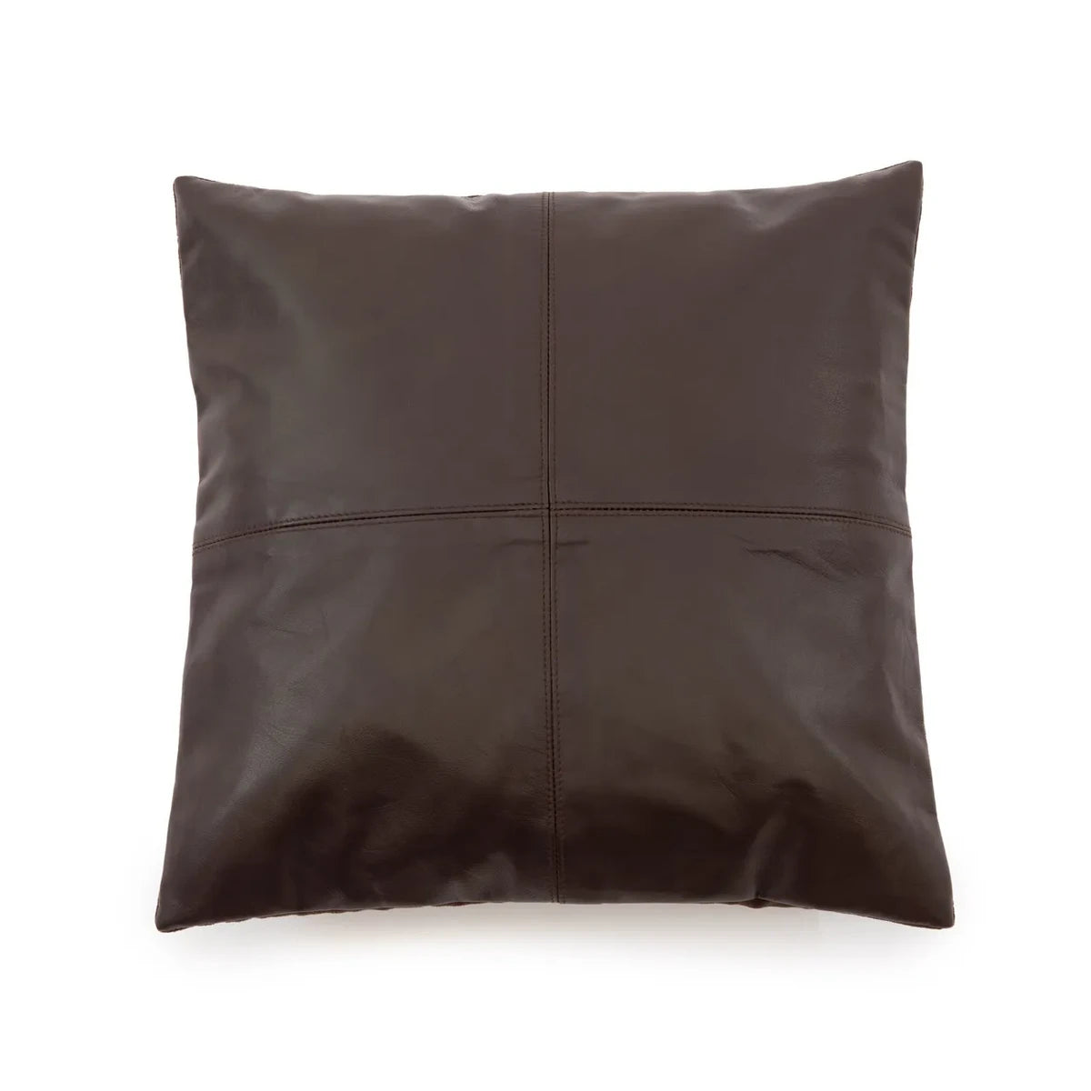 Leather Cushion Cover Four Panels Choco 40x40 Luxury Decoration