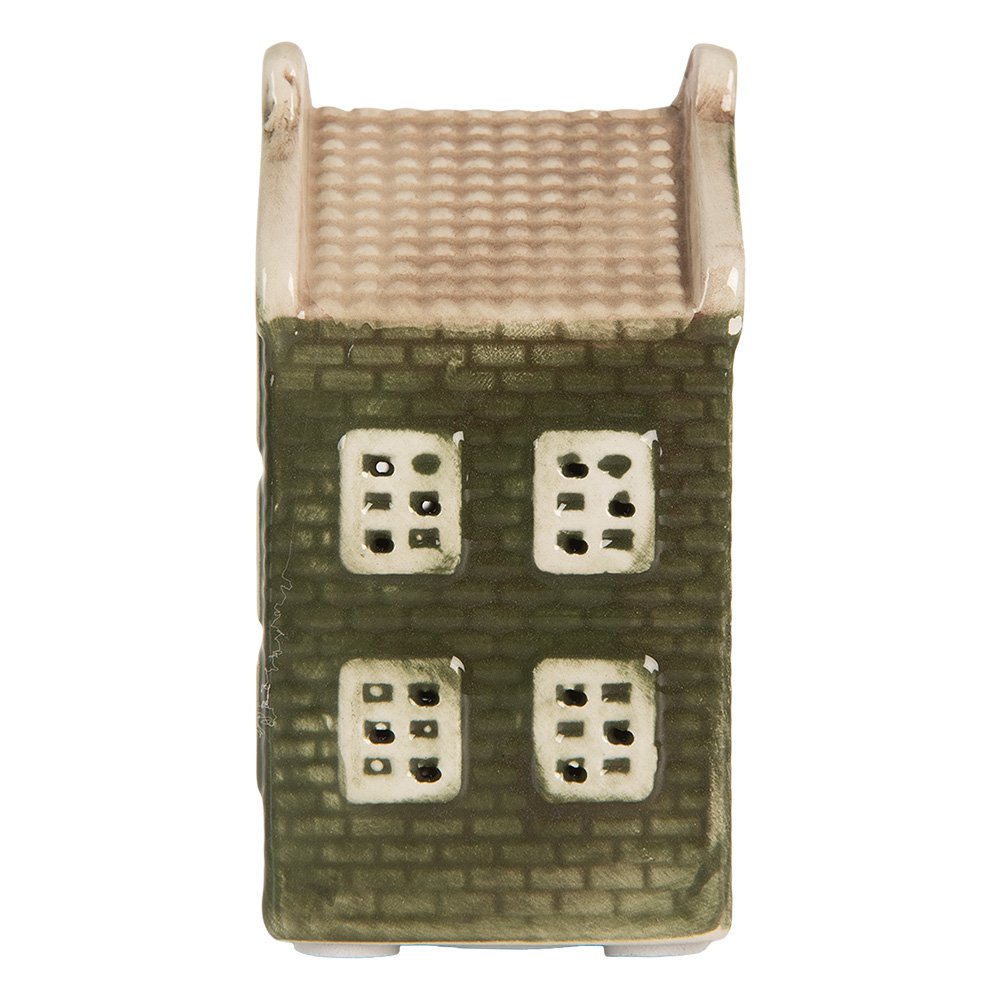 LED huisje 4x4x8 cm groen keramiek