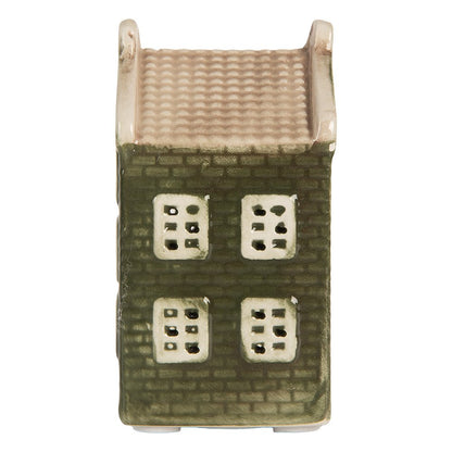 LED huisje 4x4x8 cm groen keramiek