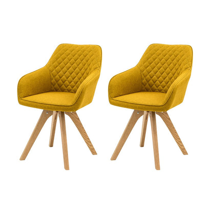 Fauteuil set van 2 curry geel massief eikenhout