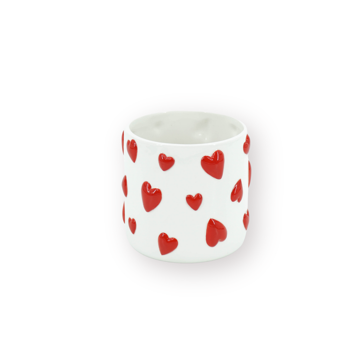 Pot - Flower Pot - Hearts - White/Red - 12.5x12.5x13cm