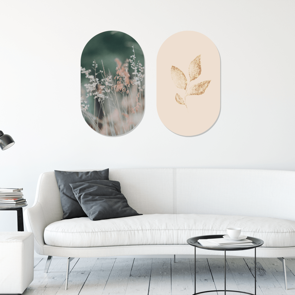 Wall oval leaf gold beige