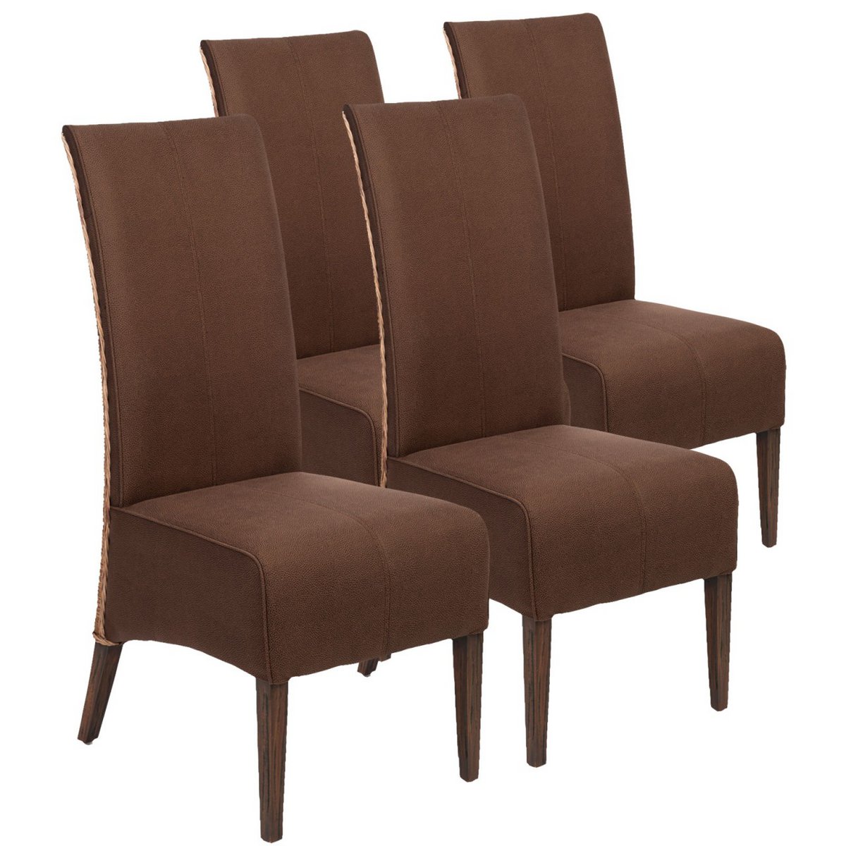 Rattan Eetkamerstoelen 4 Stuks Antonio Cognac Gestoffeerd