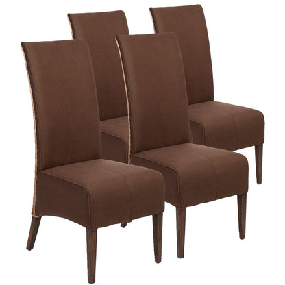 Rattan Eetkamerstoelen 4 Stuks Antonio Cognac Gestoffeerd
