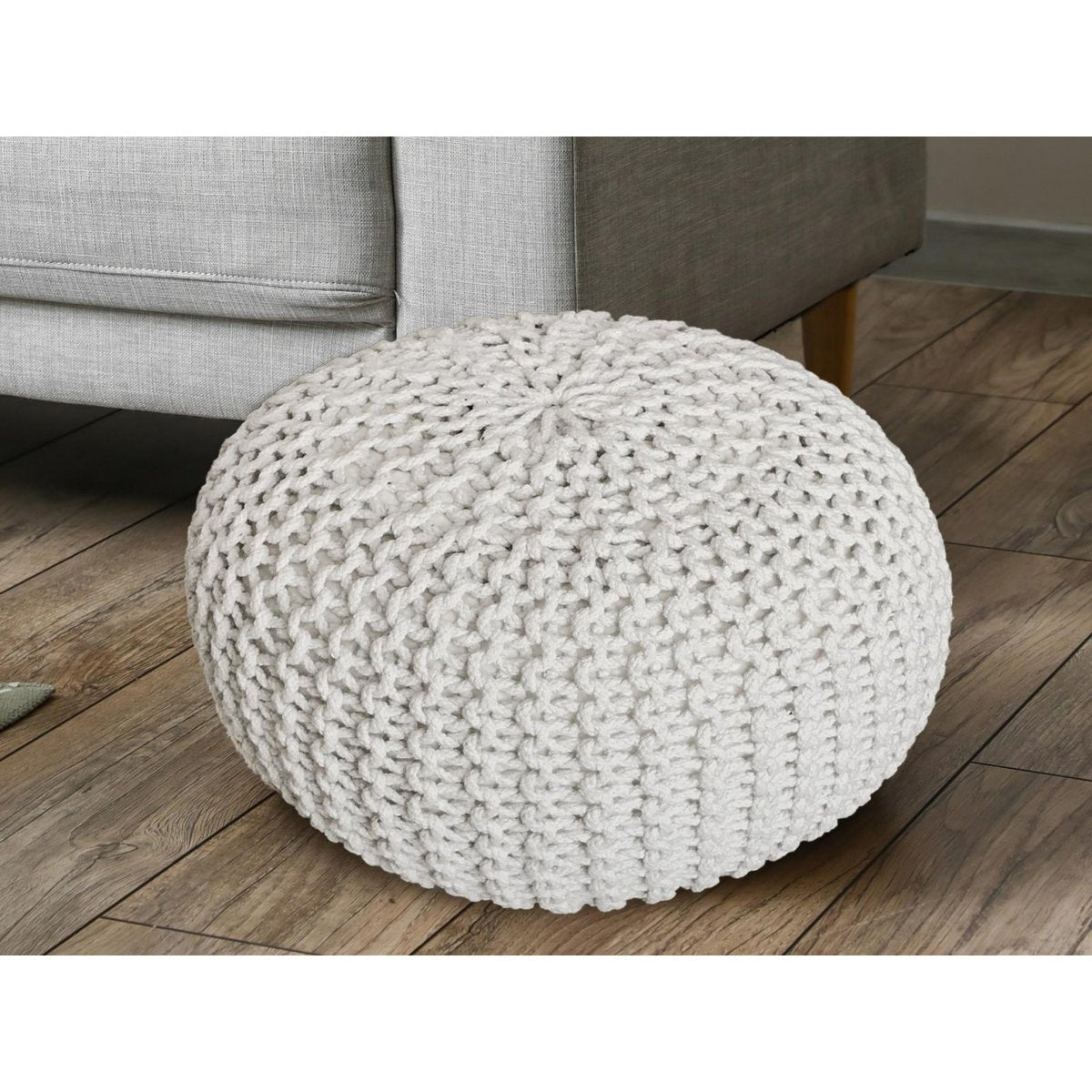 Pouf Ø 55 x 37 cm gebreid gerecycled katoen