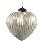 Kerstbal hartvorm 7x4x8 cm zilver glas