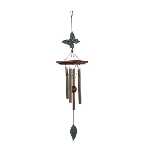 Windgong vlinder 62 cm hout metaal