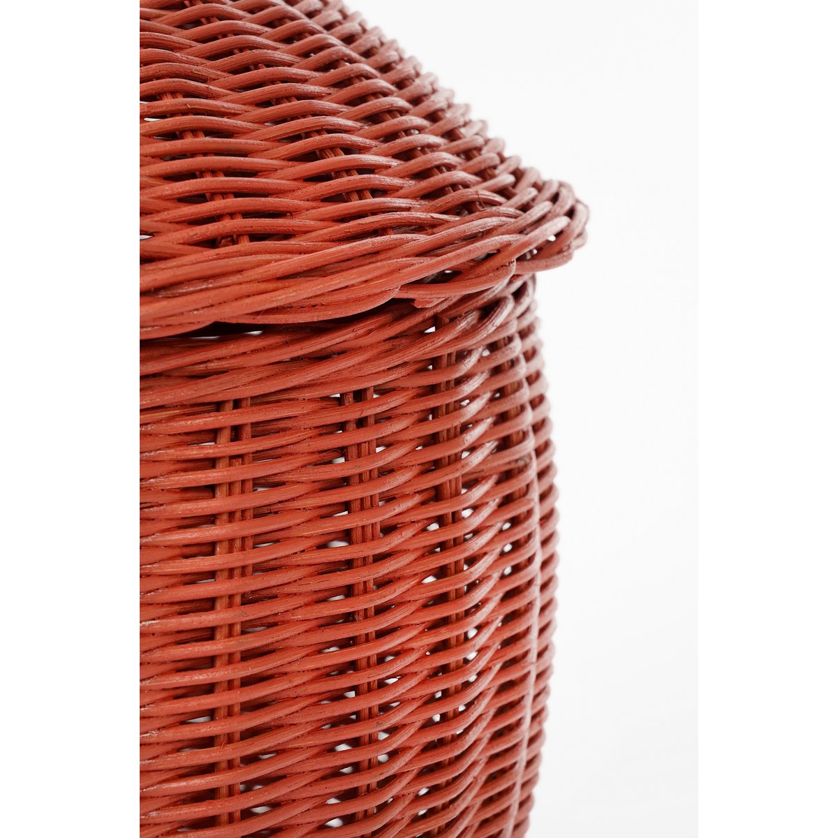 Opbergmand rotan appelvormig rood set van 2