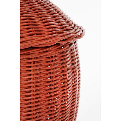 Opbergmand rotan appelvormig rood set van 2