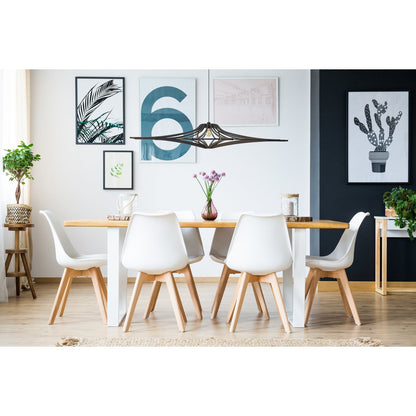 Hanglamp hout 124 cm mat zwart