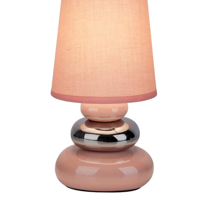 Ceramic Table Lamp "Stoney" Pink - Classical - Table Lamp - - Rose/Salmon - E14 - No information
