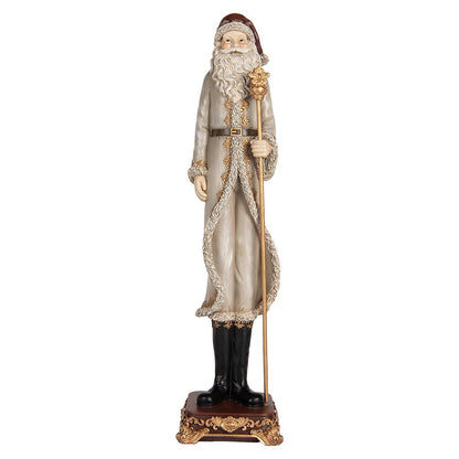Kerstman beeld 10x10x42 cm grijs kunststof