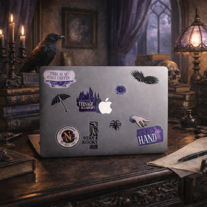 Tech-stickerset Woensdag Addams Family