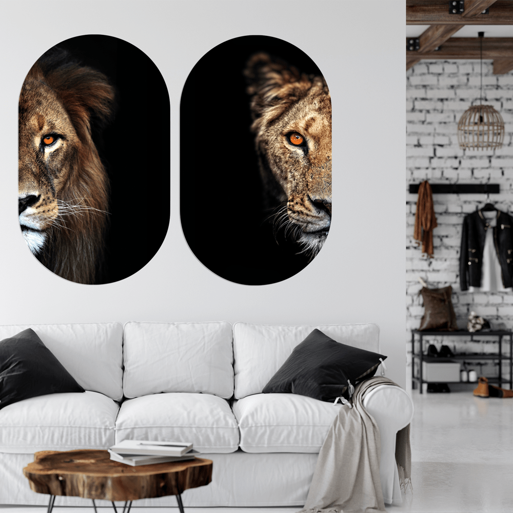 Muurovaal lion 40x25 cm Dibond