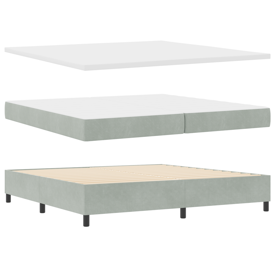 Boxspringbed met matras en LED fluweel lichtgrijs 200x200 cm