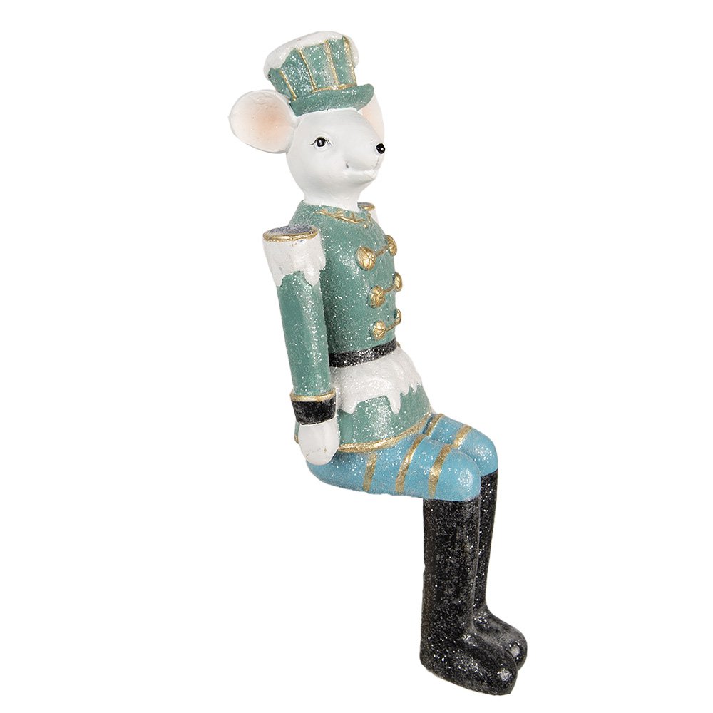 Beeld muis 19 cm blauw polyresin