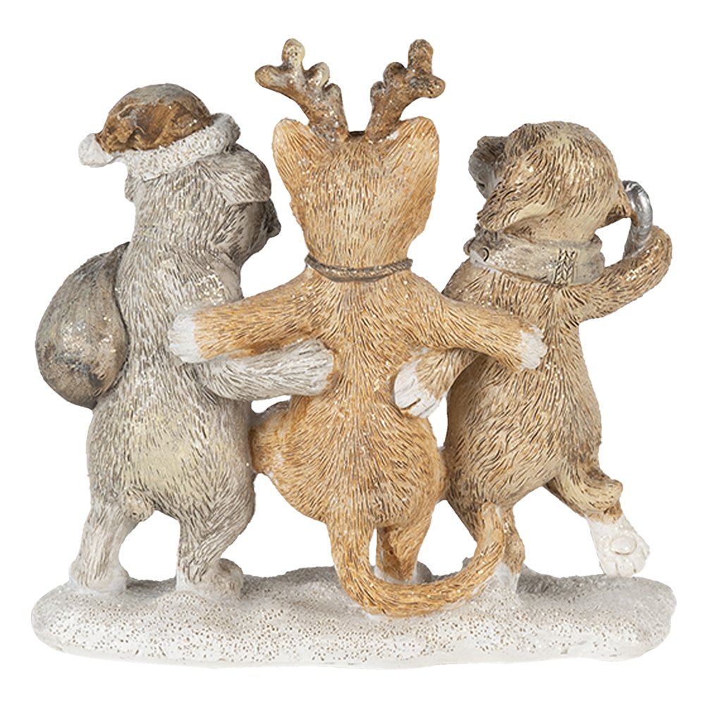 Kerstdecoratie dier 13x5x12 cm grijs beige kunststof